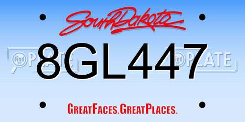 8GL447 South Dakota License Plate