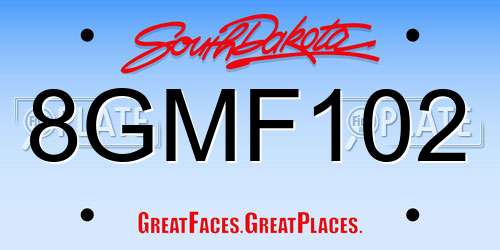 8GMF102 South Dakota License Plate