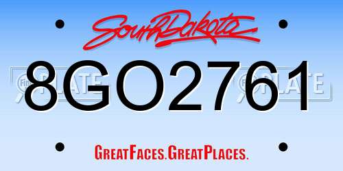 8GO2761 South Dakota License Plate