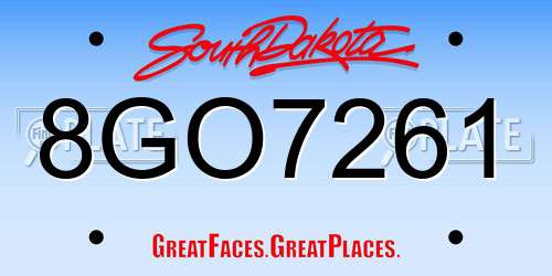 8GO7261 South Dakota License Plate