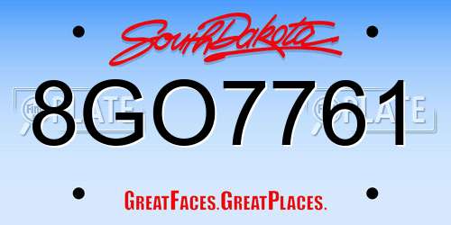 8GO7761 South Dakota License Plate