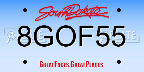 8GOF55 South Dakota License Plate