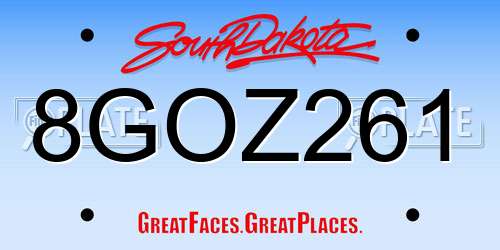 8GOZ261 South Dakota License Plate