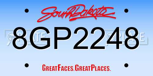 8GP2248 South Dakota License Plate