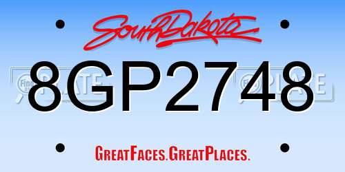 8GP2748 South Dakota License Plate