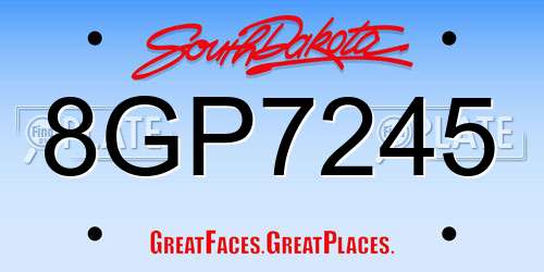 8GP7245 South Dakota License Plate