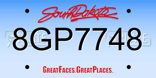 8GP7748 South Dakota License Plate