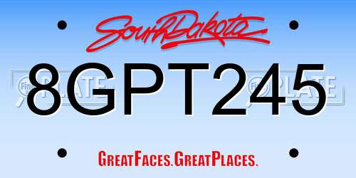 8GPT245 South Dakota License Plate