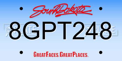8GPT248 South Dakota License Plate