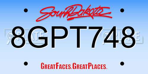 8GPT748 South Dakota License Plate