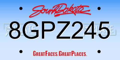 8GPZ245 South Dakota License Plate