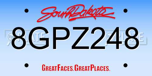 8GPZ248 South Dakota License Plate