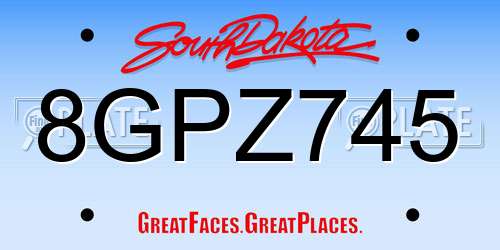 8GPZ745 South Dakota License Plate