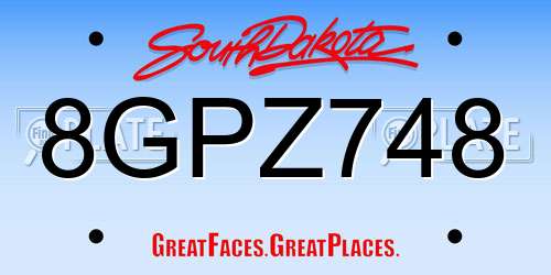 8GPZ748 South Dakota License Plate