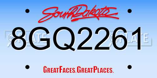 8GQ2261 South Dakota License Plate