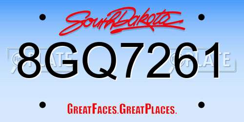 8GQ7261 South Dakota License Plate