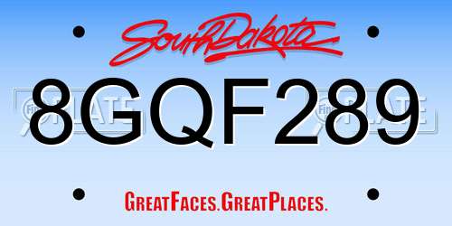 8GQF289 South Dakota License Plate