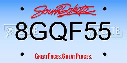 8GQF55 South Dakota License Plate
