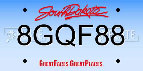 8GQF88 South Dakota License Plate