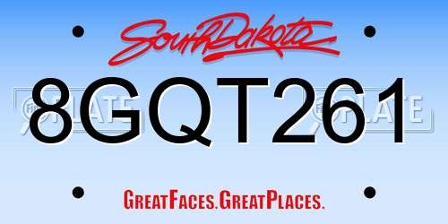 8GQT261 South Dakota License Plate