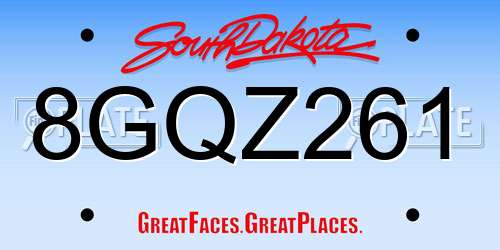 8GQZ261 South Dakota License Plate