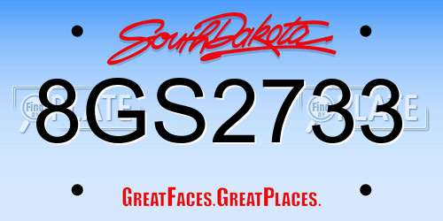 8GS2733 South Dakota License Plate