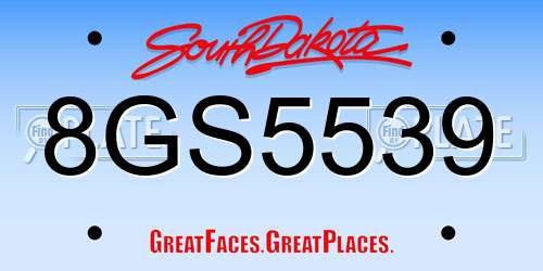 8GS5539 South Dakota License Plate