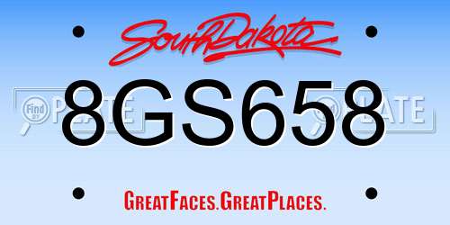 8GS658 South Dakota License Plate