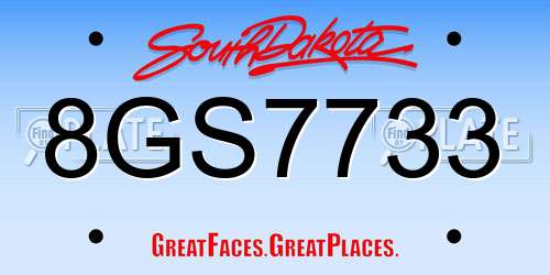 8GS7733 South Dakota License Plate