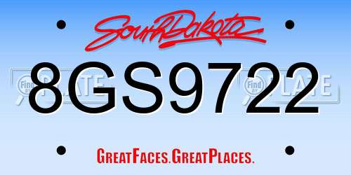 8GS9722 South Dakota License Plate