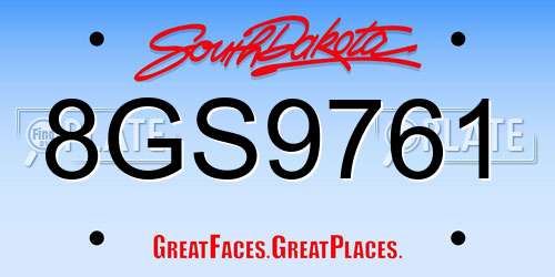 8GS9761 South Dakota License Plate