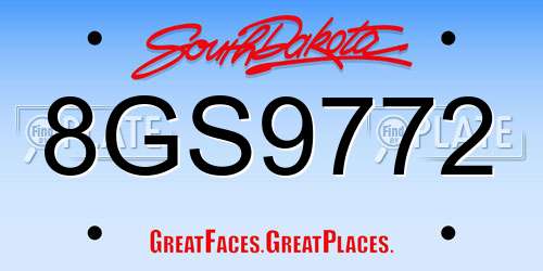 8GS9772 South Dakota License Plate