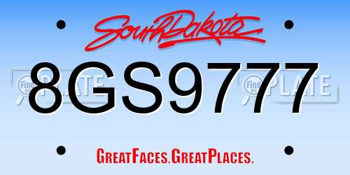 8GS9777 South Dakota License Plate