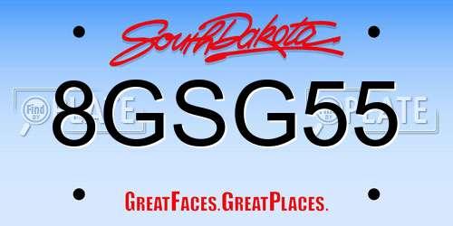 8GSG55 South Dakota License Plate