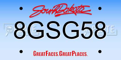 8GSG58 South Dakota License Plate