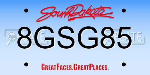 8GSG85 South Dakota License Plate