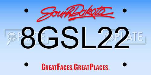 8GSL22 South Dakota License Plate