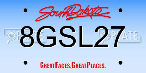 8GSL27 South Dakota License Plate