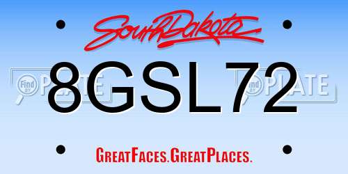 8GSL72 South Dakota License Plate