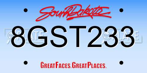 8GST233 South Dakota License Plate