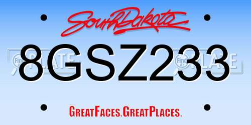 8GSZ233 South Dakota License Plate