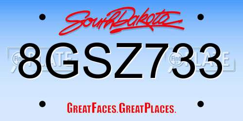 8GSZ733 South Dakota License Plate