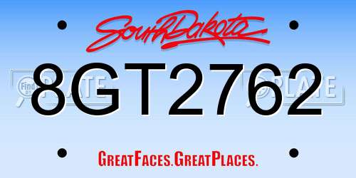 8GT2762 South Dakota License Plate