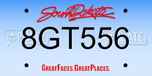 8GT556 South Dakota License Plate