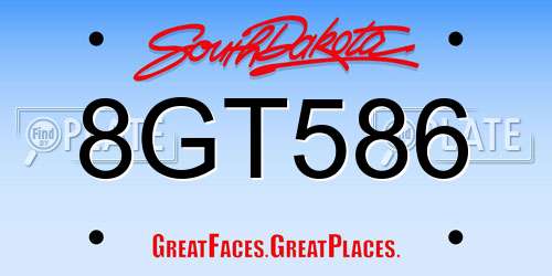 8GT586 South Dakota License Plate