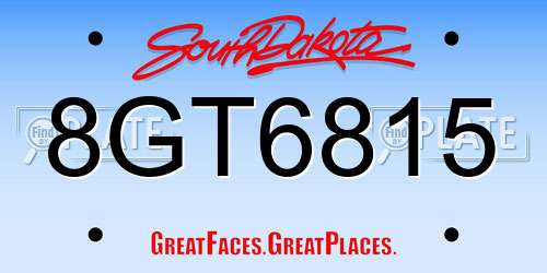 8GT6815 South Dakota License Plate