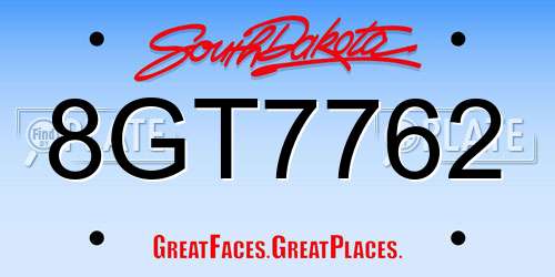 8GT7762 South Dakota License Plate