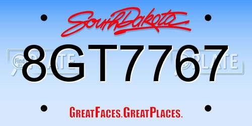8GT7767 South Dakota License Plate