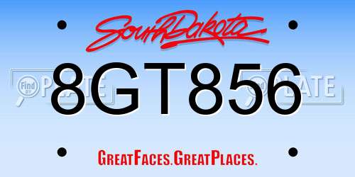 8GT856 South Dakota License Plate