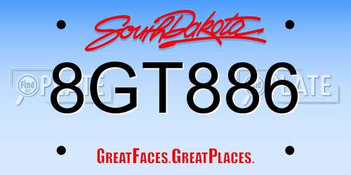 8GT886 South Dakota License Plate